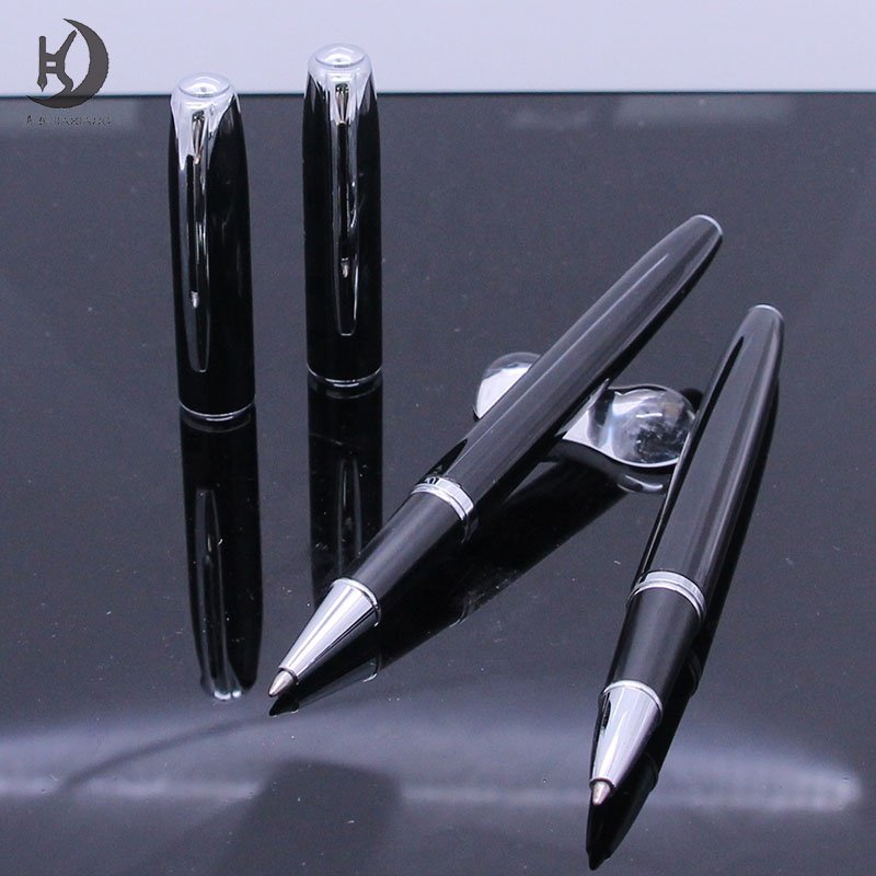 Luxury promotional executive black metal ball pen custom logo blank ring part ballpoint pen gift set