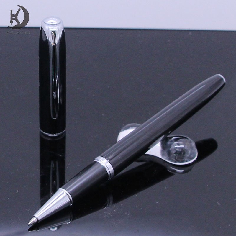 Luxury promotional executive black metal ball pen custom logo blank ring part ballpoint pen gift set