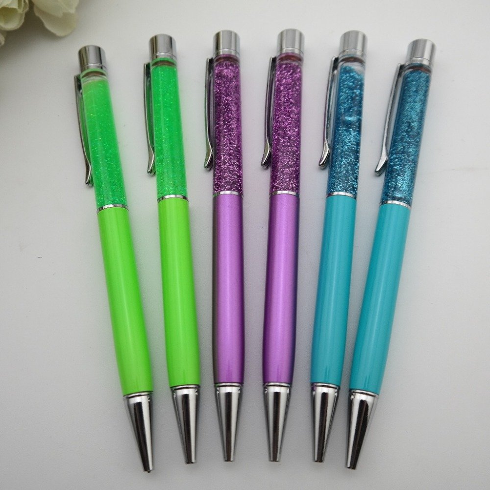 Stationery office school gift crystal ball pen with diamond custom logo metal twist ballpoint pen