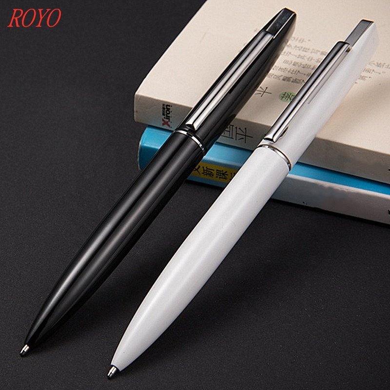 High Quality Metal Ball Pens Black White Simple Luxury Ballpoint Pens With Custom Logo For Business Gift And Promotional