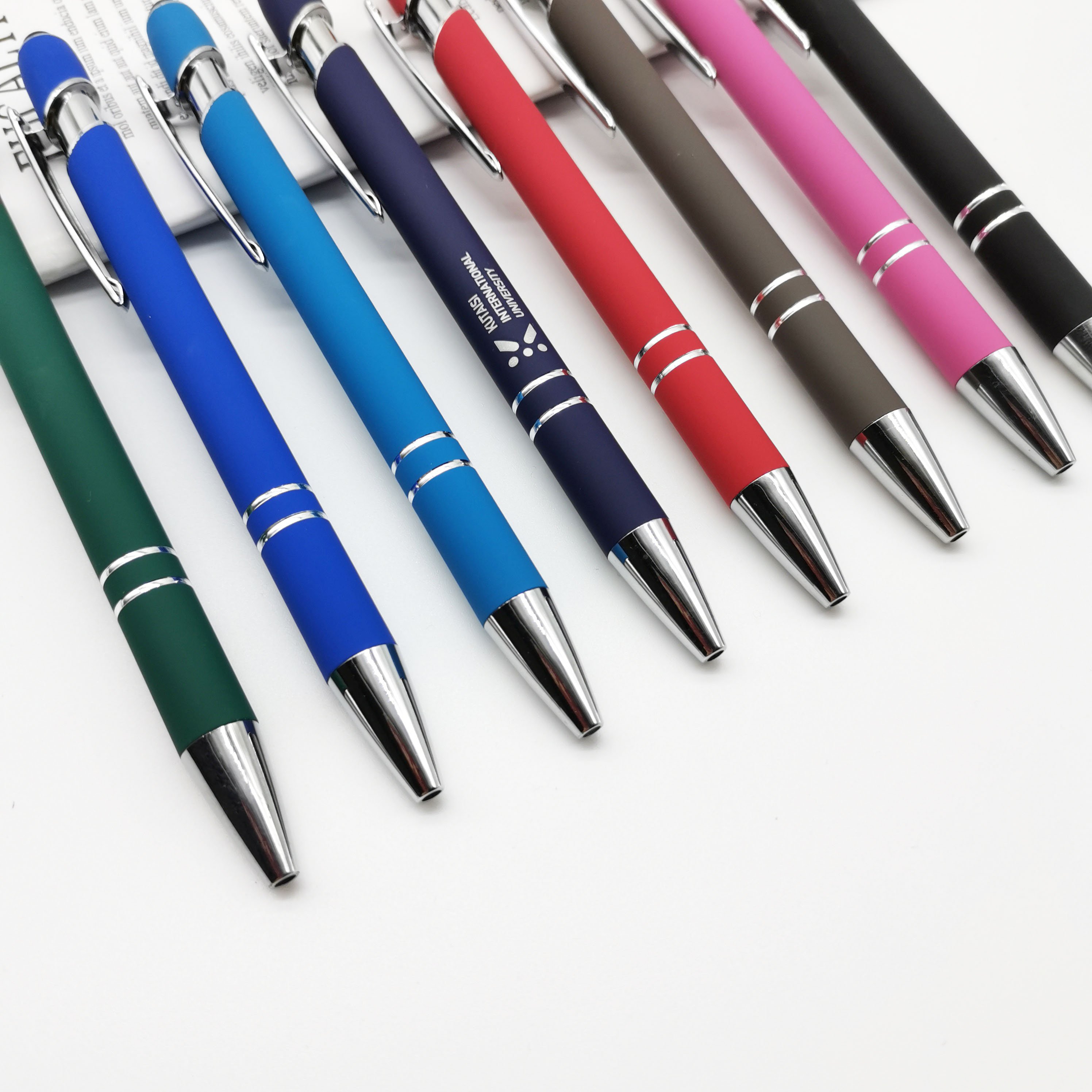 Promotional Novelty Touch Metal Aluminium customized pen Ball Point Pen Ballpoint pens with custom logo
