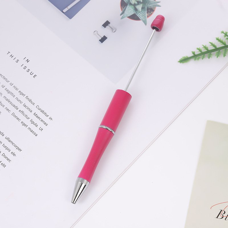 School Supply Plastic DIY beadable pen novelty Jewelry decorative charm gift ballpoint pen personalized beaded ballpen with logo