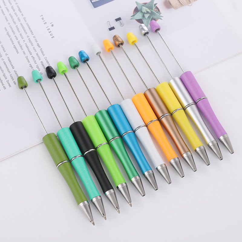 School Supply Plastic DIY beadable pen novelty Jewelry decorative charm gift ballpoint pen personalized beaded ballpen with logo