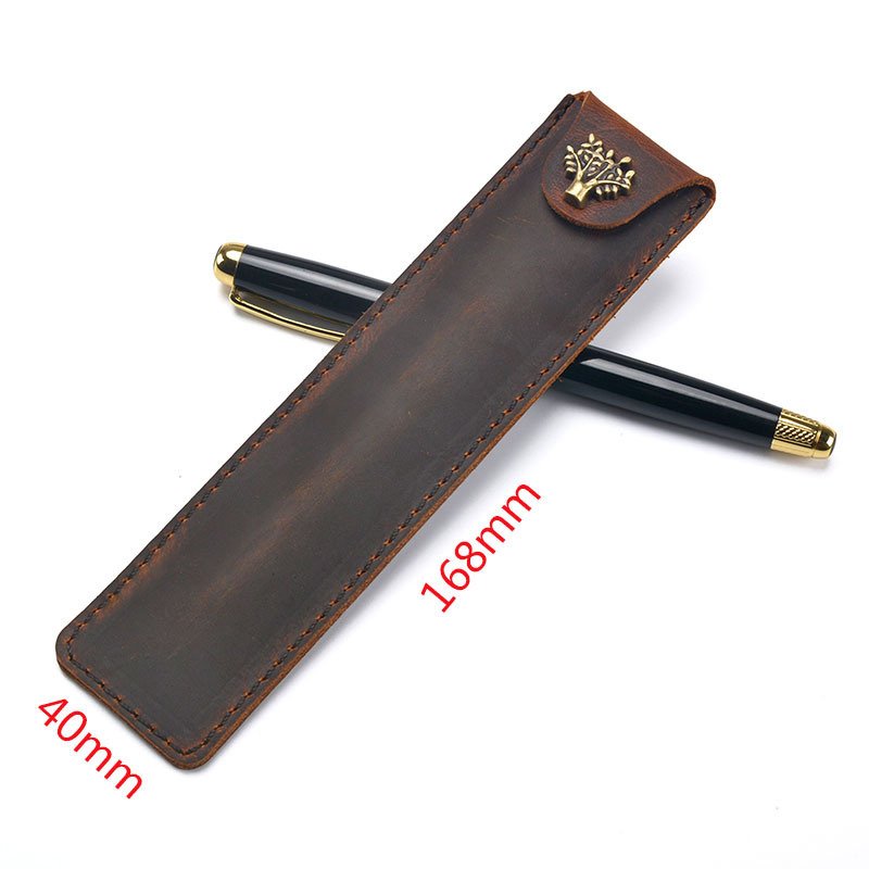 Leather Single Pen Case Pencil Pouch Holder for One Fountain Ballpoint Rollerball Pen and Pencil