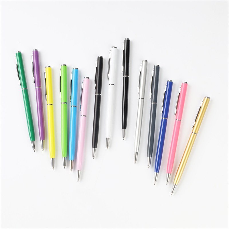 custom slim metal promotional ballpoint pen with custom logo for engraving logo printed pens for hotels as festival gift