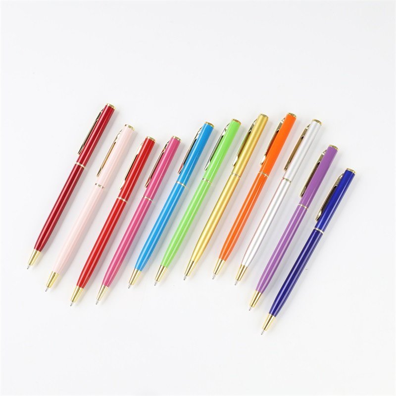 custom slim metal promotional ballpoint pen with custom logo for engraving logo printed pens for hotels as festival gift