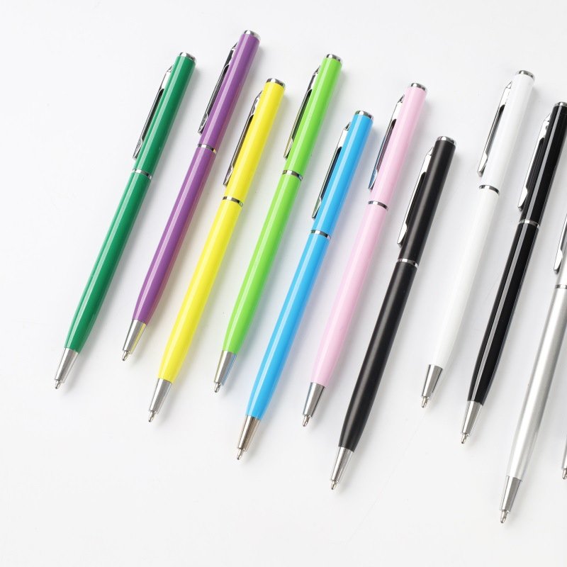 custom slim metal promotional ballpoint pen with custom logo for engraving logo printed pens for hotels as festival gift