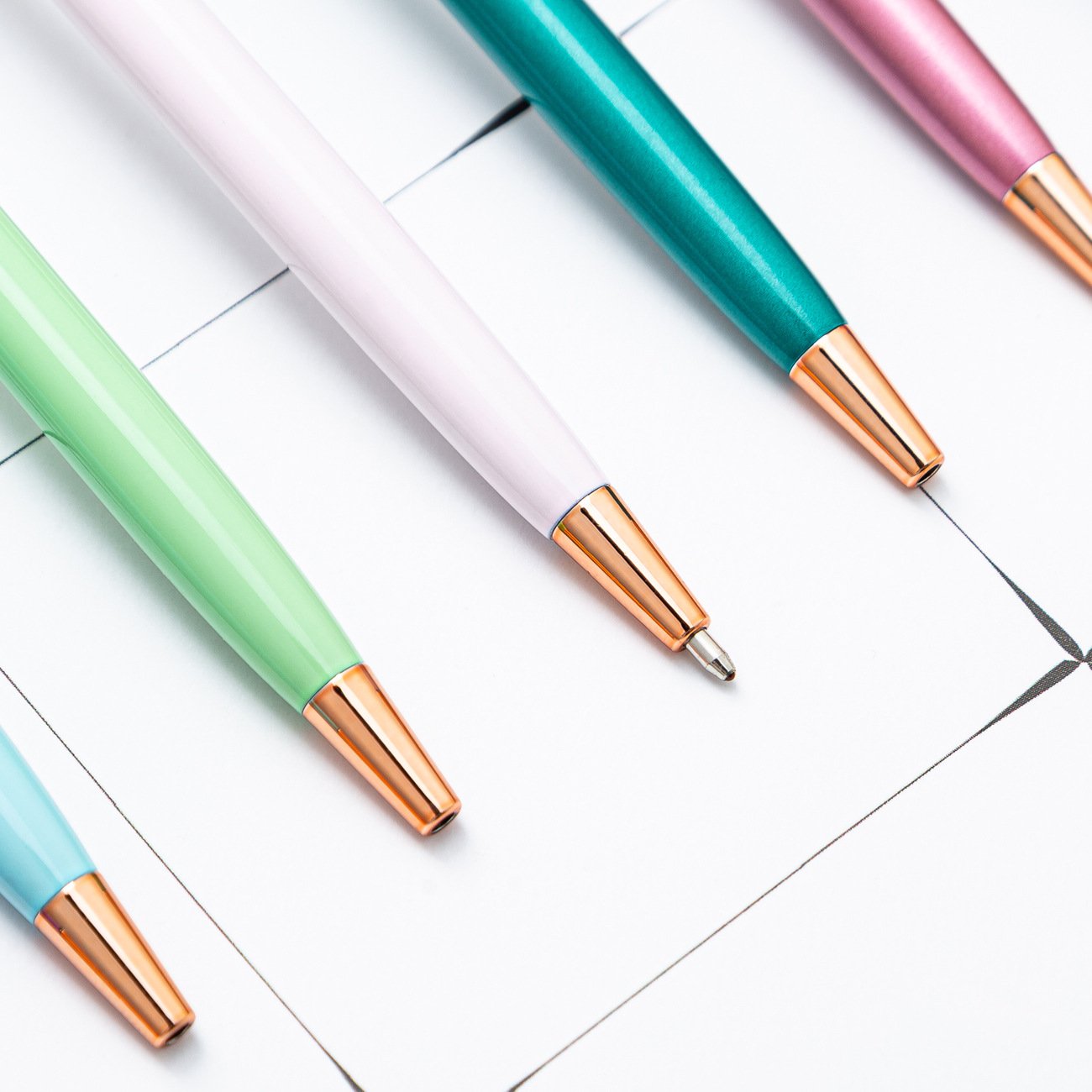 Wholesale business flat head candy color Solid color Metal ballpoint pen signature pen for metal pens with custom logo