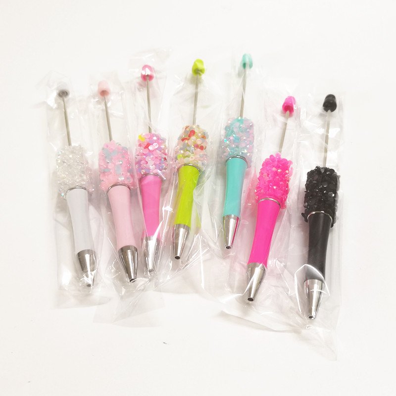 Diamond Bling Ballpoint DIY Pens Manufacturers Ball Point Pens Add A Top Pink Glitter Beaded Plastic Beadable Pens