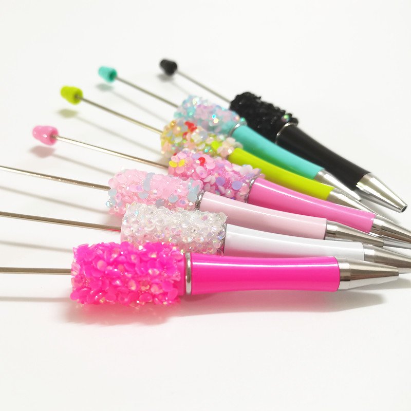 Diamond Bling Ballpoint DIY Pens Manufacturers Ball Point Pens Add A Top Pink Glitter Beaded Plastic Beadable Pens