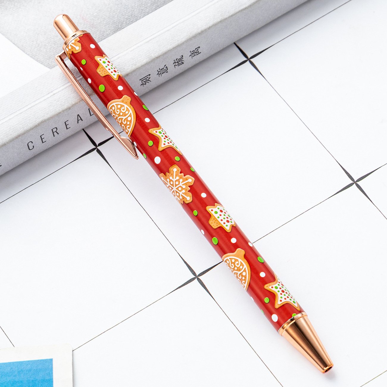Creative Christmas Series Press Ballpoint Pen in Stock Cute Cartoon Christmas Gift Pen Heat Transfer Ballpoint Pen