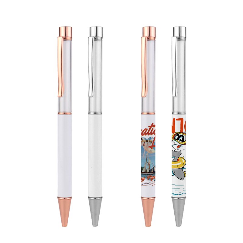 Back to school sublimation ballpoint pen High Quality snowglobe pen custom Logo Metal DIY Sublimation Ballpoint Pen