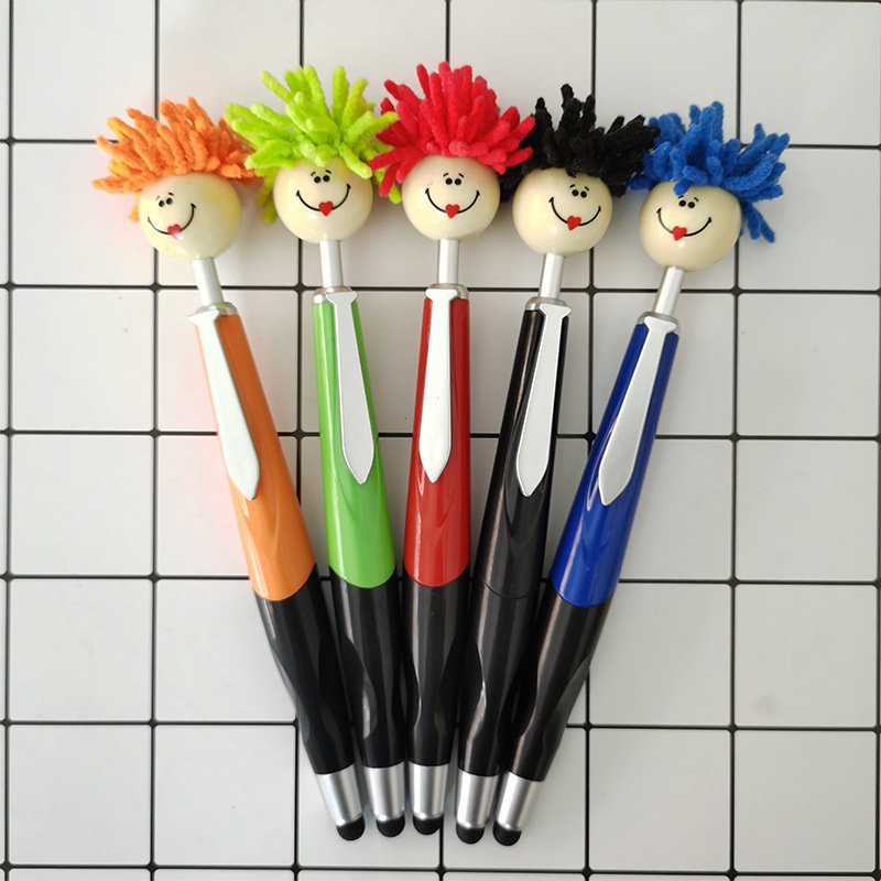 New Cute Cartoon Smile face Cleaning Topper Mop Head Cute Ballpoint Pen with Logo