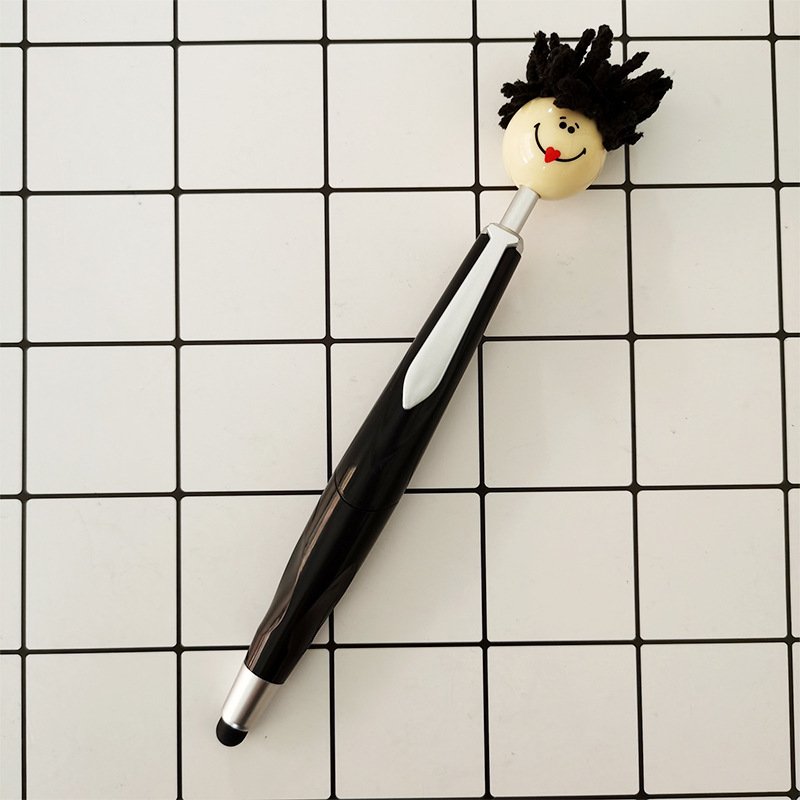 New Cute Cartoon Smile face Cleaning Topper Mop Head Cute Ballpoint Pen with Logo