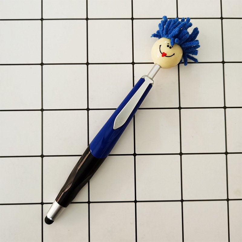 New Cute Cartoon Smile face Cleaning Topper Mop Head Cute Ballpoint Pen with Logo