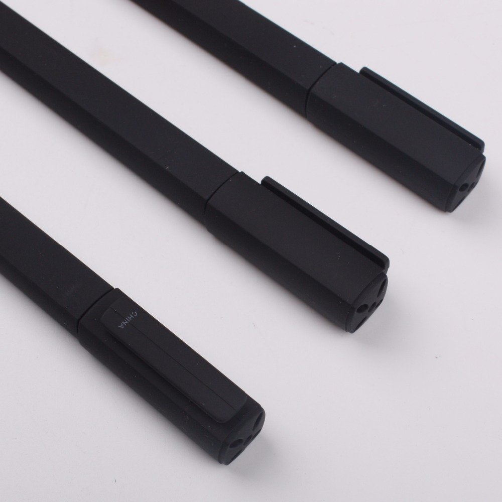 Wholesale Custom Logo Square Ballpoint Pen Promotional Rubber Plastic Pen with Cap