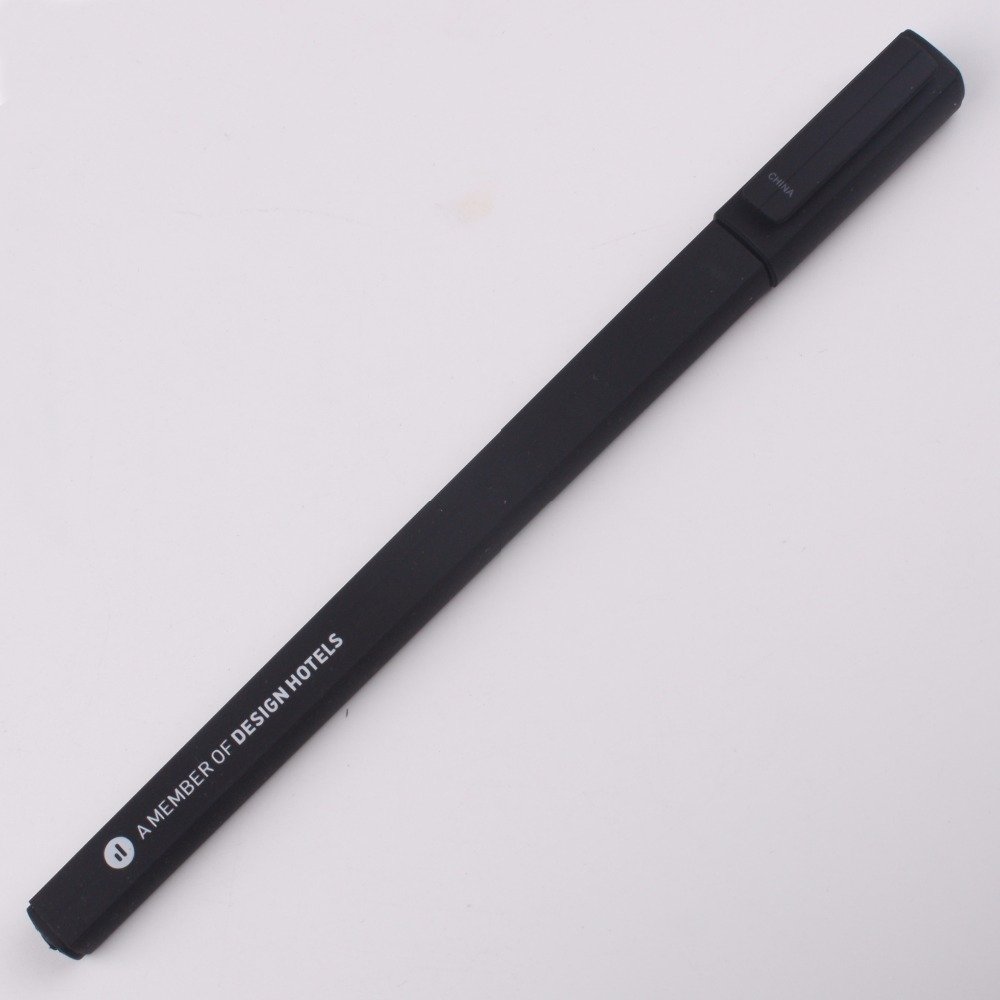 Wholesale Custom Logo Square Ballpoint Pen Promotional Rubber Plastic Pen with Cap