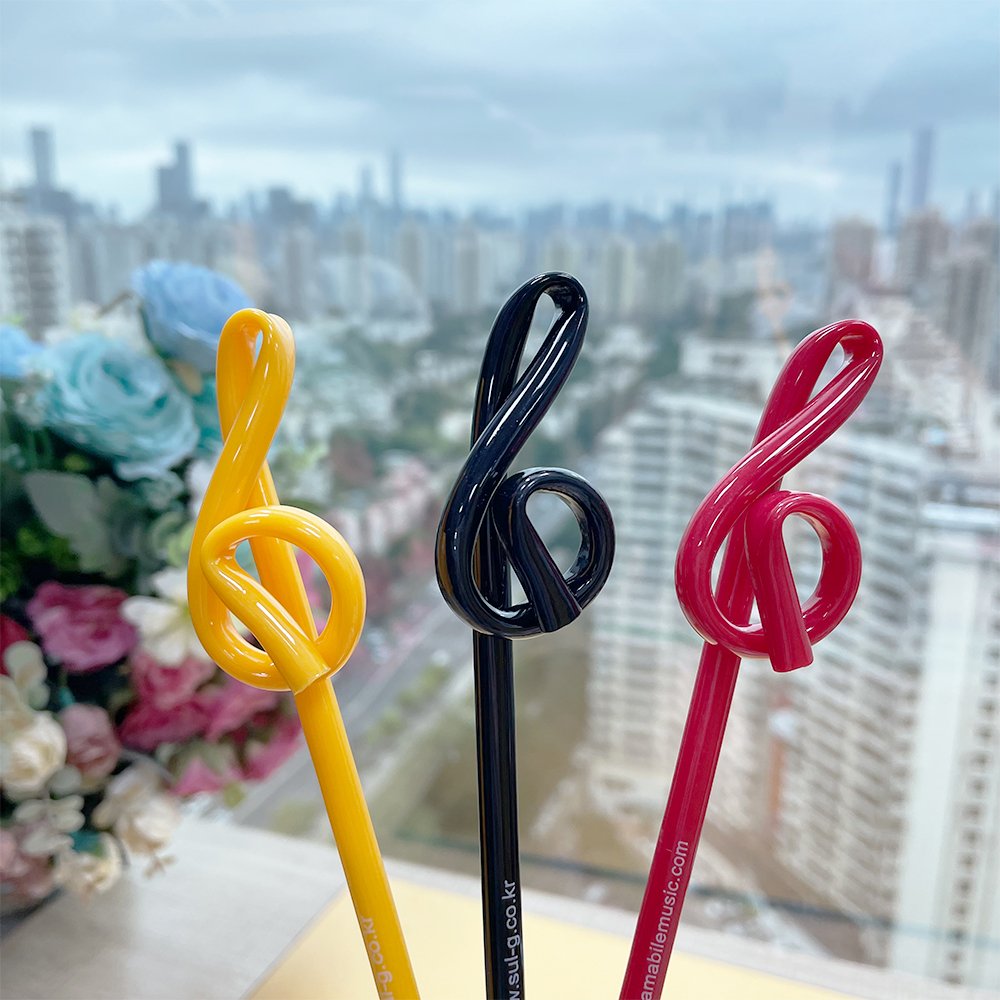 Custom music eighth note treble clef croma th note Achtenote shape cute pen pink black red white ballpoint pen for music lover