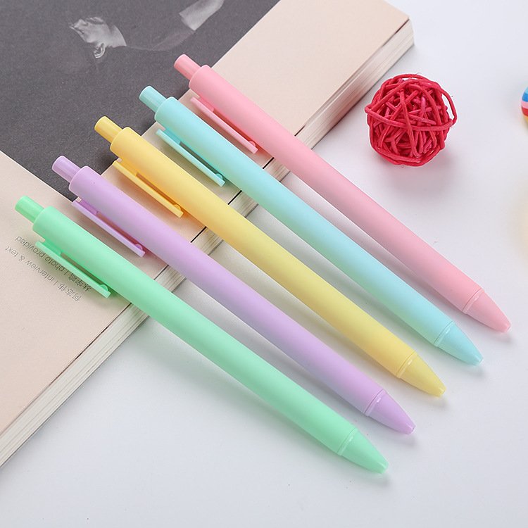 High Quality Plastic Gel Pen Smooth Writing Colorful Click Pen With Custom Logo Wholesale Gel Kawaii Macaron Ballpoint Pens