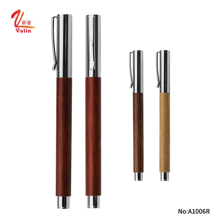 Wholesale Price Simple Design Metal Roller Pen with Wooden Barrel
