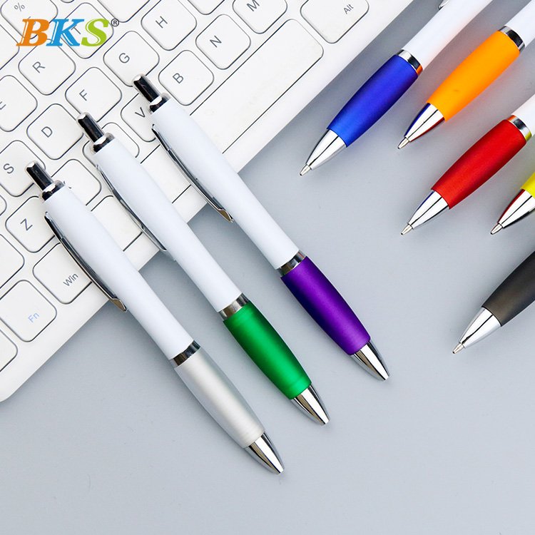 BKS Advertising pen printing custom logo white pole ballpoint pen gift pen printing