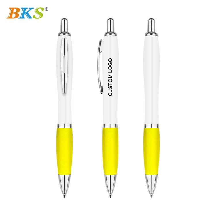BKS Advertising pen printing custom logo white pole ballpoint pen gift pen printing