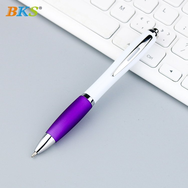 BKS Advertising pen printing custom logo white pole ballpoint pen gift pen printing