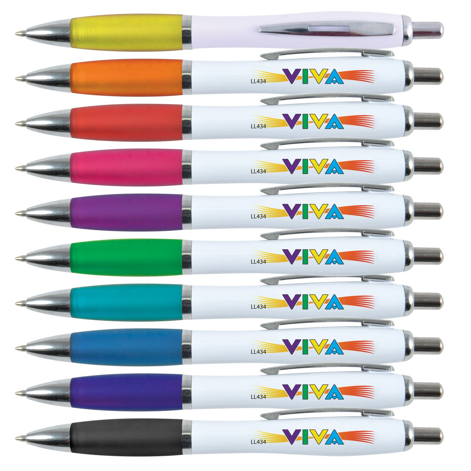 Best selling white body customized plastic ballpoint pen with custom logo imprint and comfortable rubber grip ball pen