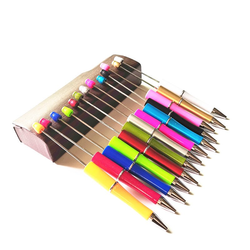 creative Personalized Ballpoint DIY Pens Manufacturers Ball Point Pens Pink Glitter Beaded Plastic Beadable Pens