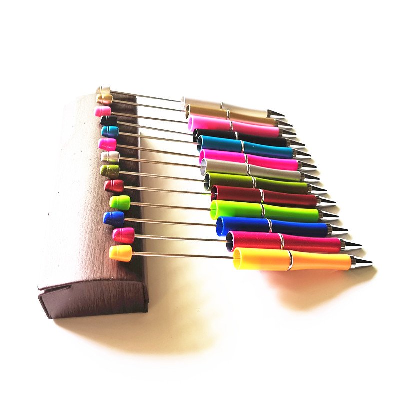 creative Personalized Ballpoint DIY Pens Manufacturers Ball Point Pens Pink Glitter Beaded Plastic Beadable Pens