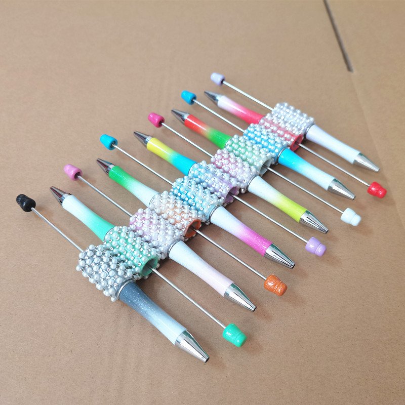 pearl DIY Assorted DIY Bead Ballpoint Pen Kid Students Office School Supplies Silicone Charms For Pens