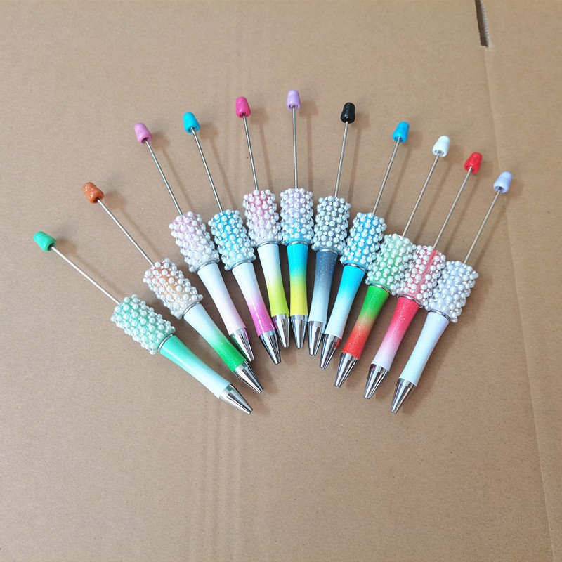 pearl DIY Assorted DIY Bead Ballpoint Pen Kid Students Office School Supplies Silicone Charms For Pens