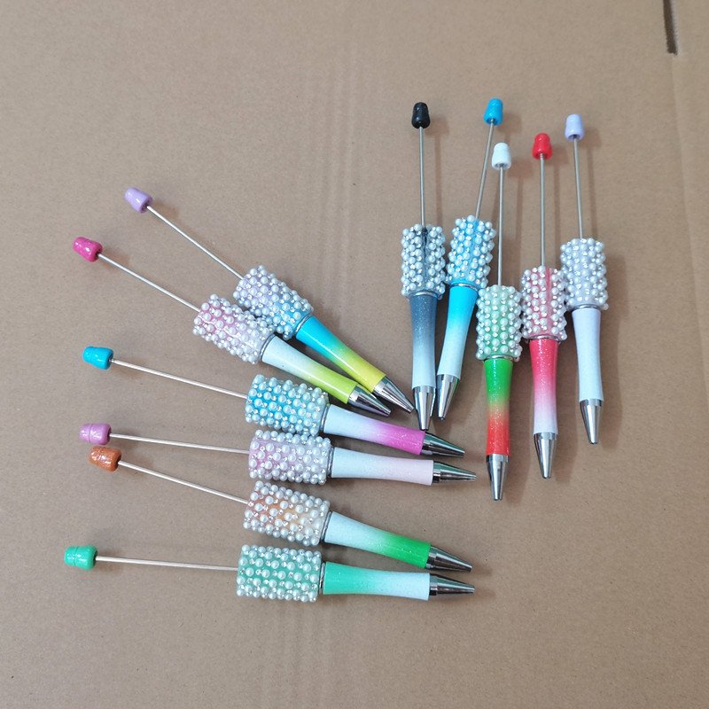 pearl DIY Assorted DIY Bead Ballpoint Pen Kid Students Office School Supplies Silicone Charms For Pens