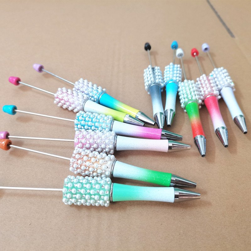 pearl DIY Assorted DIY Bead Ballpoint Pen Kid Students Office School Supplies Silicone Charms For Pens