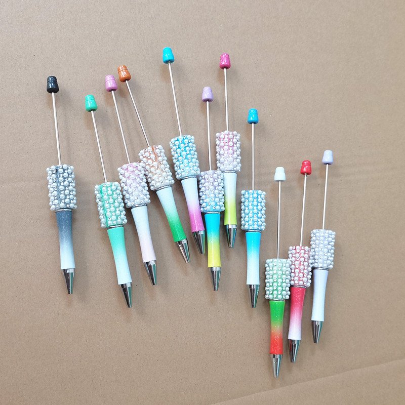pearl DIY Assorted DIY Bead Ballpoint Pen Kid Students Office School Supplies Silicone Charms For Pens
