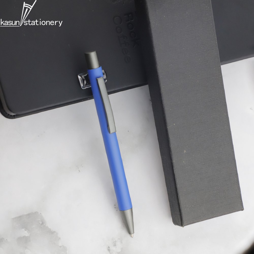 Promotional Click Pen Rubber Finish Soft Touch Metal Ball Point Pens Metallic Body Ballpoint with Custom LOGO