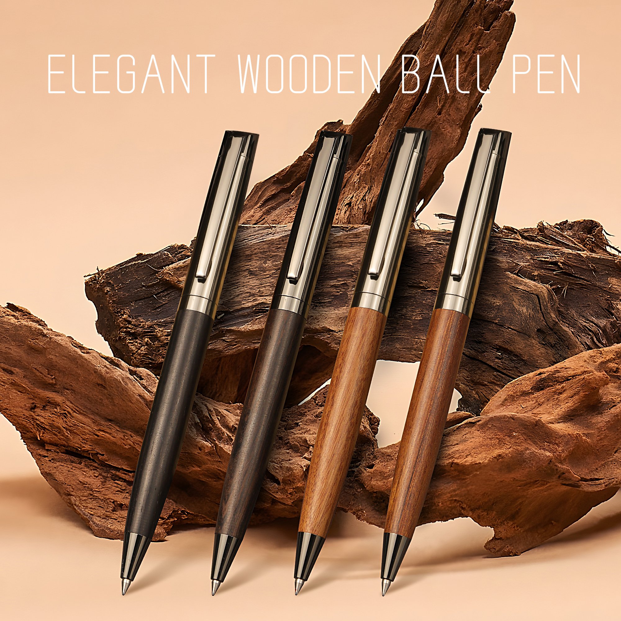 Elegant Ballpoint Pens with Twist Mechanism Natural Wooden Barrel Heavy Brass Copper Luxury Ball ballpoint pen