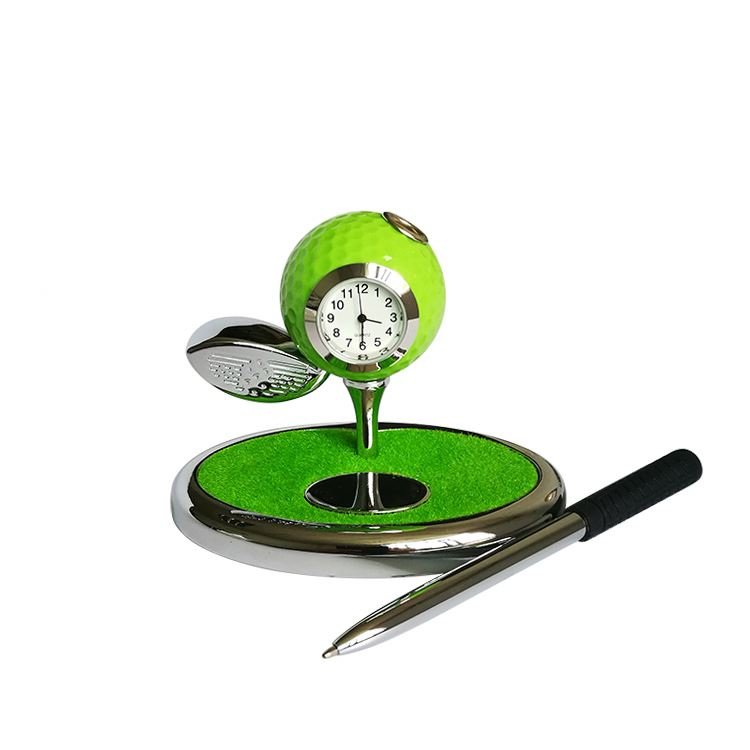 Golf Stuff Pen Holder with Zinc Alloy Clock Metal Ball Holder for Golfers