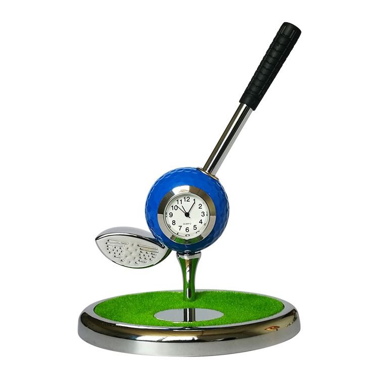 Golf Stuff Pen Holder with Zinc Alloy Clock Metal Ball Holder for Golfers