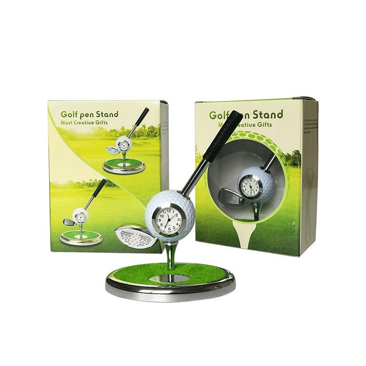 Golf Stuff Pen Holder with Zinc Alloy Clock Metal Ball Holder for Golfers
