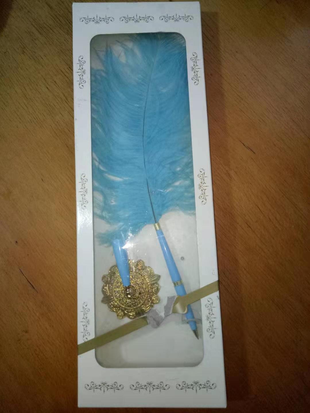 Natural ostrich feather ballpoint pen quill pen for gift