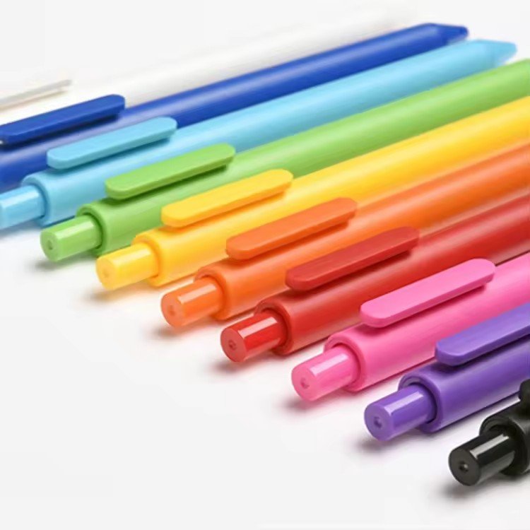 Best Bulk OEM Custom Printed Logo Multicolored Rubber Coated Ballpoint Pens Cute Retractable Style Gift Usage Cheap Stationery