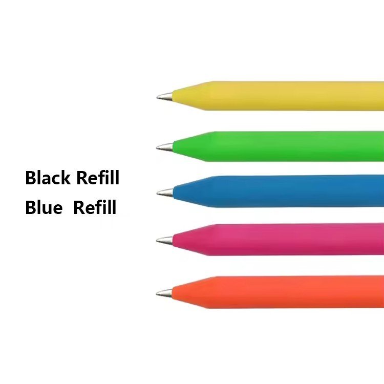 Best Bulk OEM Custom Printed Logo Multicolored Rubber Coated Ballpoint Pens Cute Retractable Style Gift Usage Cheap Stationery