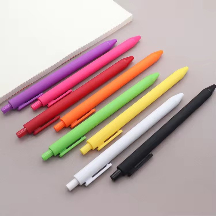 Best Bulk OEM Custom Printed Logo Multicolored Rubber Coated Ballpoint Pens Cute Retractable Style Gift Usage Cheap Stationery