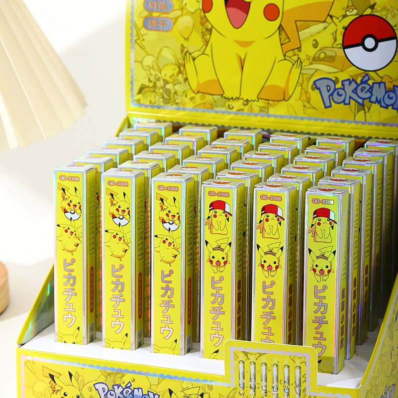 New Cartoon Poke Pika Black 0.55mm Gel Pens Neutral Pen Elementary School Student Stationery Writing Smooth Gel Pen For Students