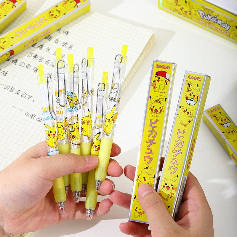 New Cartoon Poke Pika Black 0.55mm Gel Pens Neutral Pen Elementary School Student Stationery Writing Smooth Gel Pen For Students