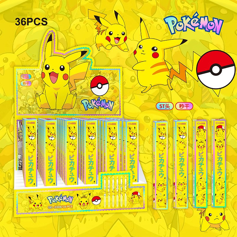 New Cartoon Poke Pika Black 0.55mm Gel Pens Neutral Pen Elementary School Student Stationery Writing Smooth Gel Pen For Students