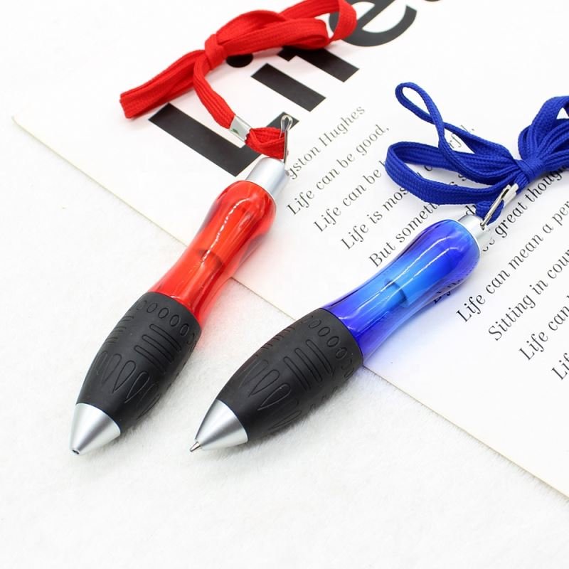 Retractable Big Fat Ballpoint Pens in 5 Colors with Hanging Rope Handwriting Aids for Tremor, Arthritis, Parkinson