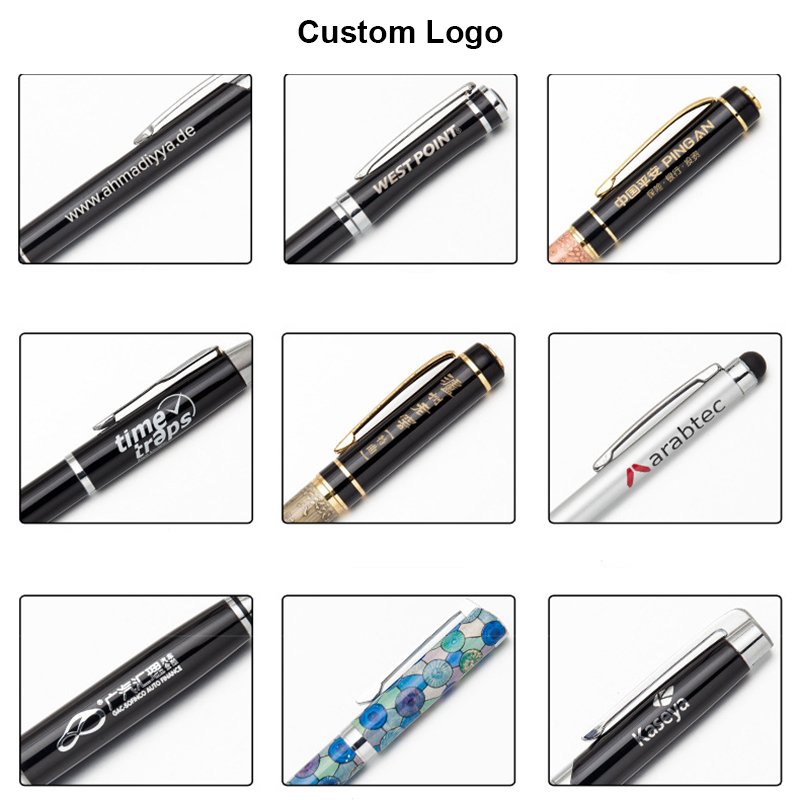 High Quality Promotional Metal Branded Luxury Business Customized Advertising Gift Metal Roller Ball Point Pen with Custom Logo