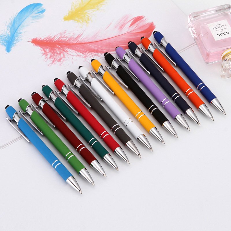 Promotional Cheapest Aluminum Ballpoint Stylus Pen With Soft Rubber Touch Screens Cheap Custom Logo Ball Pen For Mobile